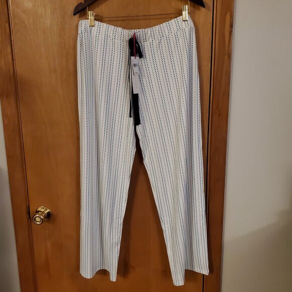 Hale Bob Lounge Pajama Polka Dot Pants Women's Large White NWT Elastic Waist - Picture 1 of 6